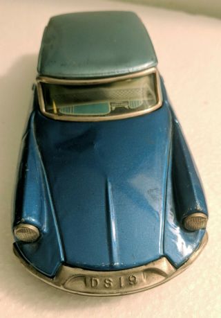 Vintage Bandai CITROEN DS19 Blue Sedan Tin Litho Friction Toy Car Japan 1950s 3