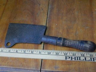 Antique Hand Forged Meat Cleaver W/wood Handle,  Very Old Heavy