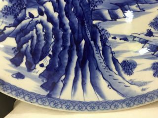 VTG Large Japanese Imari Blue & White Handpainted Charger,  18 1/2 