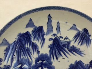 VTG Large Japanese Imari Blue & White Handpainted Charger,  18 1/2 