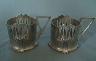 Two Art Nouveau Wmf Silver Plate Glass Holders