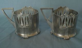 Two Art Nouveau WMF silver plate glass holders 3