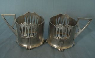Two Art Nouveau WMF silver plate glass holders 7