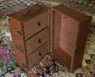 Vintage Child/doll Trunk Or Treasure Chest,  Or Jewelry Box Paper Clad Wood