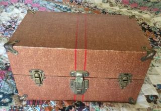 Vintage CHILD/DOLL TRUNK OR TREASURE CHEST,  OR JEWELRY BOX Paper Clad Wood 2