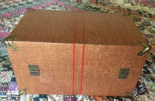 Vintage CHILD/DOLL TRUNK OR TREASURE CHEST,  OR JEWELRY BOX Paper Clad Wood 4