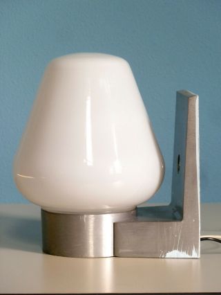 Vintage Industrial Wall Sconce Light Lamp Mid Century Modern Aluminum Glass 1950