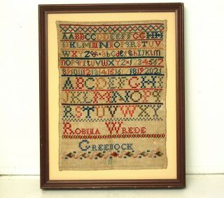 Important Antique Scottish Embroidery Sisters Sampler Robina Wrede Greenock 1856
