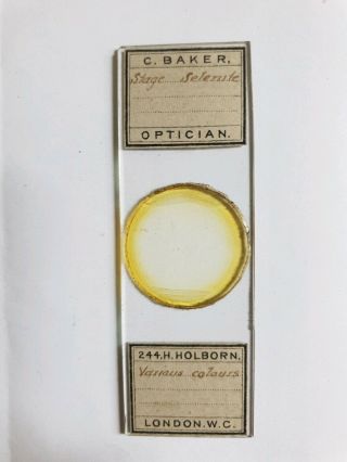 Fine Victorian Microscope Slide Stage Selenite By C.  Baker For Polariscope