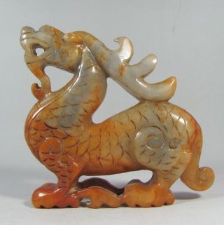 Certified Exquisite Hand - Carved Dragon Carving Hetian Jade Statue B856