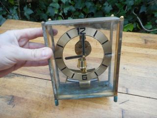 Vintage Welby Electronic Brass Clock Germany Kieninger & Obergfell Movement