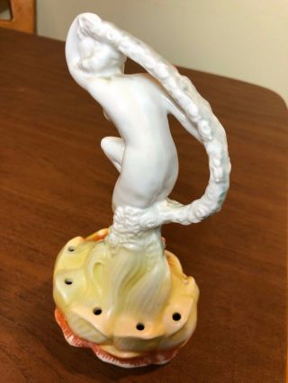 VTG 1930 ' s Art Deco Nude Nymph Lotus Flower Vase Frog Porcelain Figurine Germany 7
