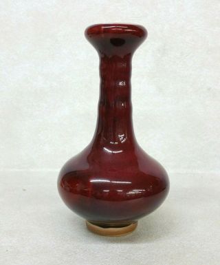 Chinese Monochrome Red Glazed Porcelain Vase Garlic Bulb Form