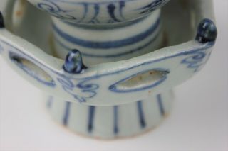 19th Century Chinese Porcelain Blue White Tripod Censer Stem Vase 7