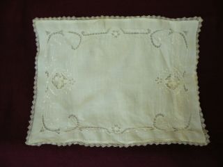 Antique / Vintage Baby Pillowcase; Embroidery,  Cut Work