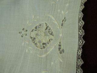Antique / vintage baby pillowcase; embroidery,  cut work 2