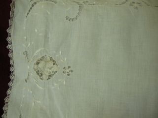 Antique / vintage baby pillowcase; embroidery,  cut work 4