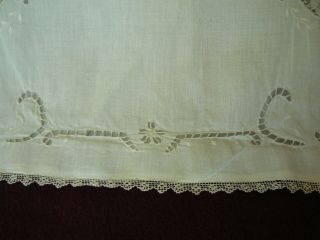 Antique / vintage baby pillowcase; embroidery,  cut work 5