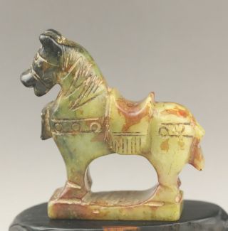 Chinese old natural jade hand - carved horse statue 2