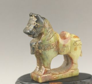 Chinese old natural jade hand - carved horse statue 4