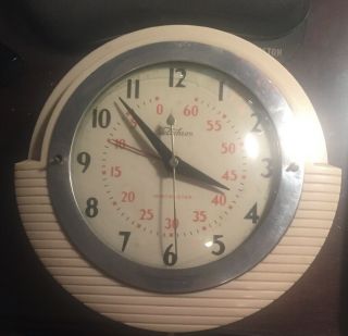 Vintage Telechron Minitmaster Kitchen Wall Clock Model 2h17 Smooth Running