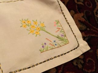 Vintage Hand Embroidered linen Table Cloth.  1930/40. 4