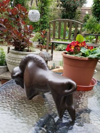 Art Deco ? Pottery/china Figure Of A Bison/american Buffalo