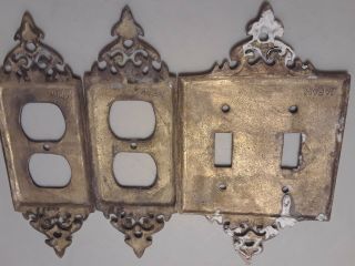 4 pc 1950s brass plug and light switch covers 2
