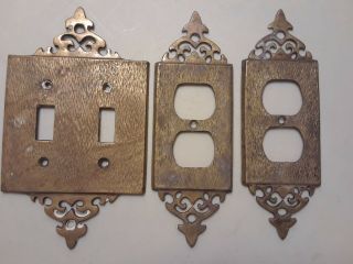 4 pc 1950s brass plug and light switch covers 3