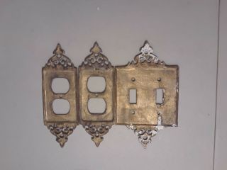 4 pc 1950s brass plug and light switch covers 4