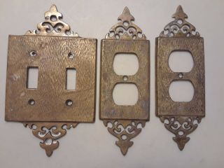 4 pc 1950s brass plug and light switch covers 5