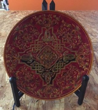 Large Chinese Decorative Plate 13.  5 " Diameter With Stand