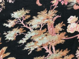 19th CENTURY FRENCH NAPOLEON III LINEN COTTON,  PINK ROSES c1870 100. 7