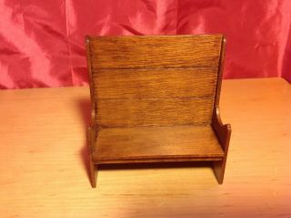 Vintage Miniature Bench With High Back Church Pew Wood Signed 1:12
