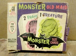 Monster Old Maid Card Game,  Complete,  C.  1964 Milton Bradley,  Universal Monsters