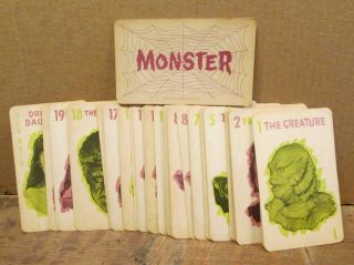 MONSTER OLD MAID CARD GAME,  Complete,  c.  1964 Milton Bradley,  UNIVERSAL MONSTERS 2