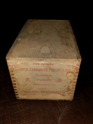 Antique Barium Carbonate Powder Poison Box - Powers - Weightman - Rosegarten Co.