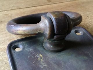 Antique Door Pull Ring Handle Large Vintage Reclaimed Old Salvage Brass 4
