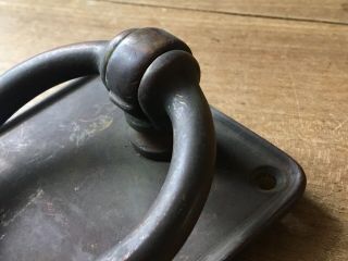Antique Door Pull Ring Handle Large Vintage Reclaimed Old Salvage Brass 5