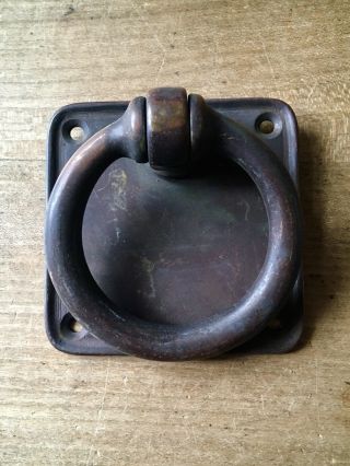 Antique Door Pull Ring Handle Large Vintage Reclaimed Old Salvage Brass 7