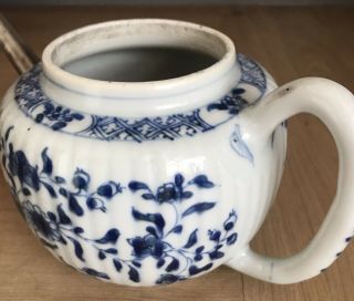 Antique Chinese Porcelain Blue And White Teapot With White Metal Spout 3