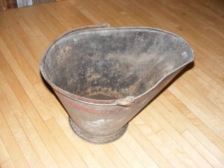 Antique Coal Scuttle Bucket Vtg Primitive Metal Ash Shovel Bail Handle