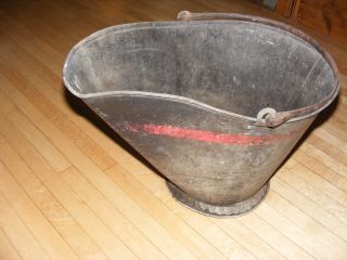 Antique Coal Scuttle Bucket Vtg Primitive Metal Ash Shovel Bail Handle 2