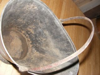 Antique Coal Scuttle Bucket Vtg Primitive Metal Ash Shovel Bail Handle 3