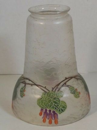 Antique Jugendstil Cameo Art Glass Shade With Enamel Flowers