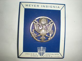Usaf Enlisted Service Cap Badge - Obsolete - Silver Oxidized On Card