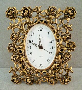 Vintage Stylebuilt Ormolu Vanity Alarm Clock W Germany - Estate Find