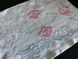 Gorgeous Antique Linen Hand Embroidered Cushion Cover Silk Florals