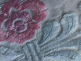 GORGEOUS ANTIQUE LINEN HAND EMBROIDERED CUSHION COVER SILK FLORALS 2