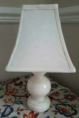 Vintage Heavy Marble Alabaster Table Lamp Brass Fitting Made In England
